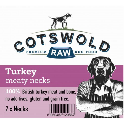 Cotswold Raw Marrow Bone Meaty Turkey Necks x2  5 months+