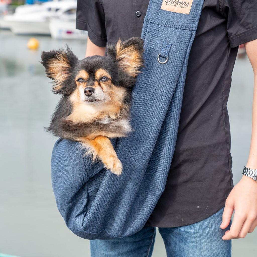 Slickers ◊ Doghouse Dog Carrier Denim Dog Sling