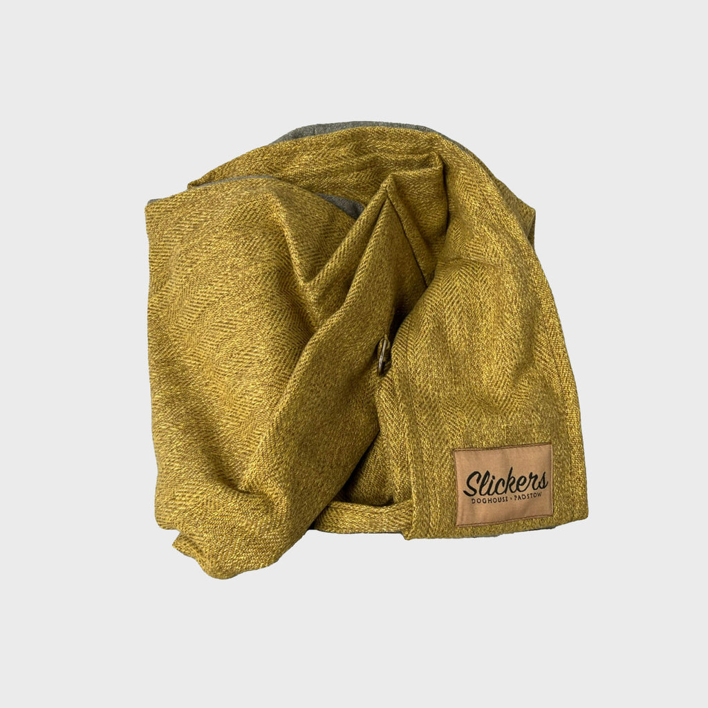 Slickers ◊ Doghouse Dog Carrier Medium Regular Mustard Tweed Dog Sling