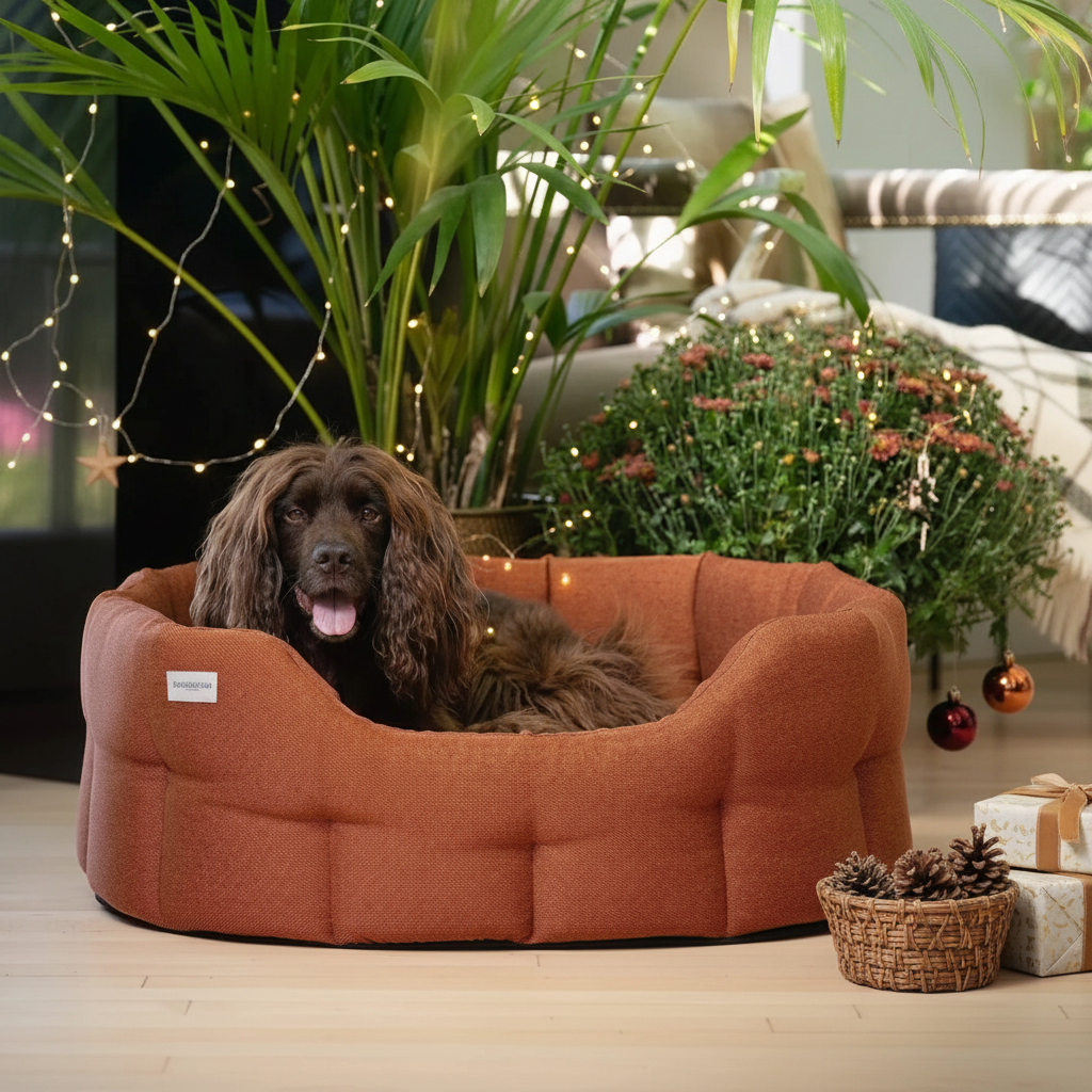 A Stylish & Snuggly Christmas for Your Pup: Why Earthbound Burnt Orange Beds & Blankets from Slickers Doghouse Make the Perfect Gift 🎁