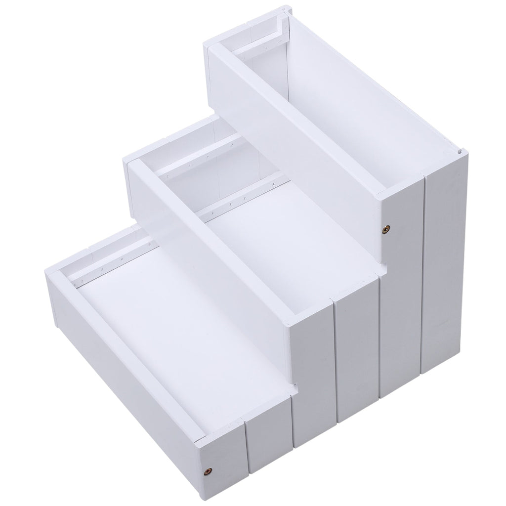 3 Step Wooden Dog Steps Pet Stairs for Bed or sofa with Storage in White - Slickers ◊ Doghouse