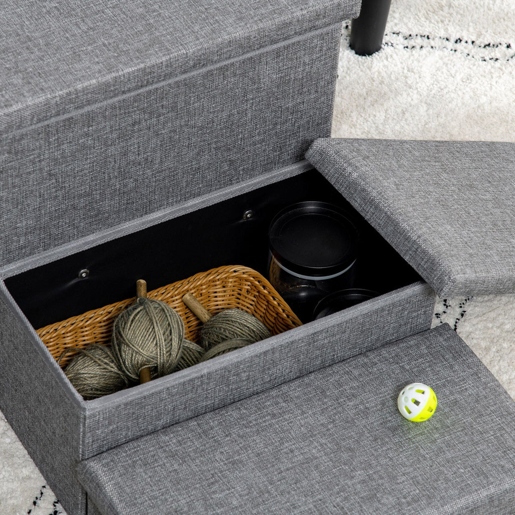 3 Steps Pet Stairs with Storage Boxes, for Beds & Sofas in Grey - Slickers ◊ Doghouse