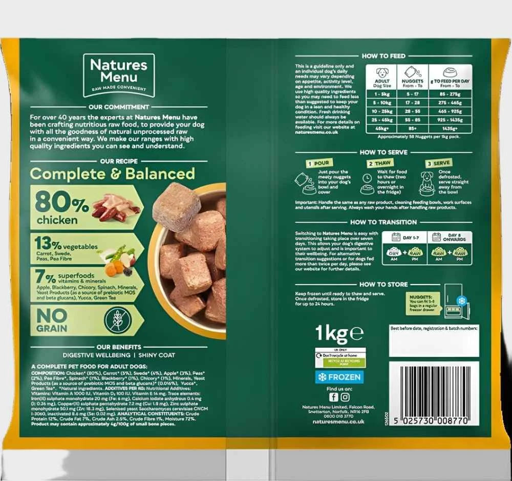 80/20 RAW CHICKEN WITH SUPERFOODS FOR ADULT DOGS 1kg