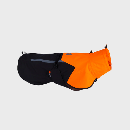 Black and orange dog coat on a white background
