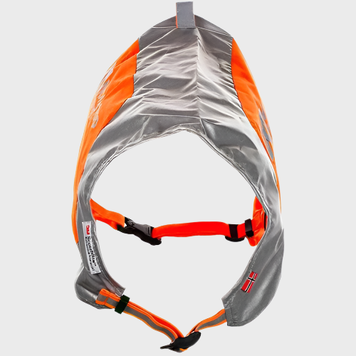 Orange and gray kite sail with straps on a white background