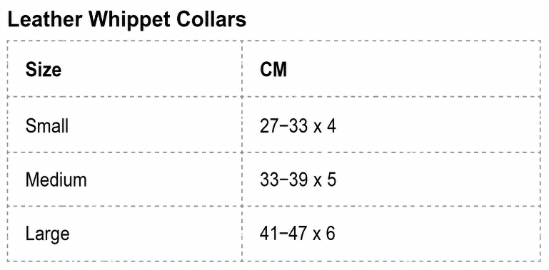 Leather Whippet Collars measuring guide