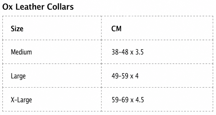 Ox Leather Collars measuring guide