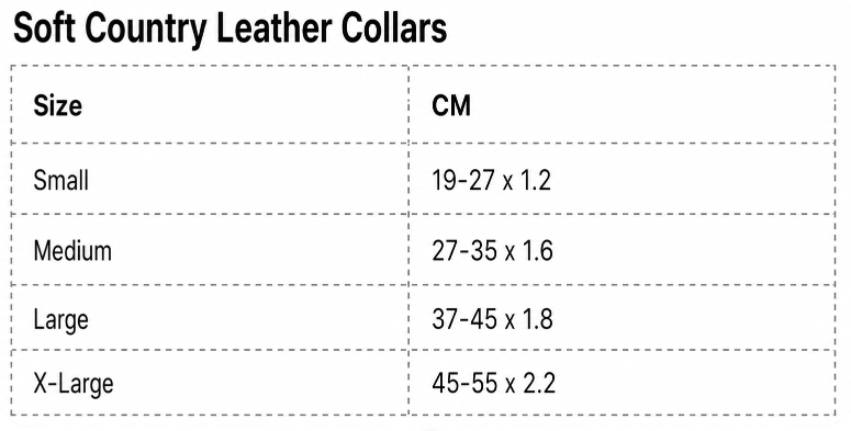 Soft Country Leather Collars measuring guide