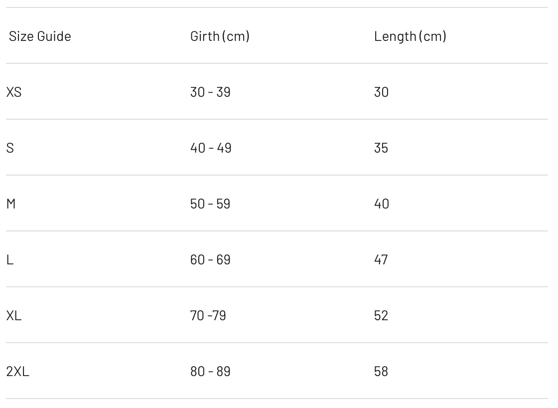 Thermax Thermogenic Vest measuring guide