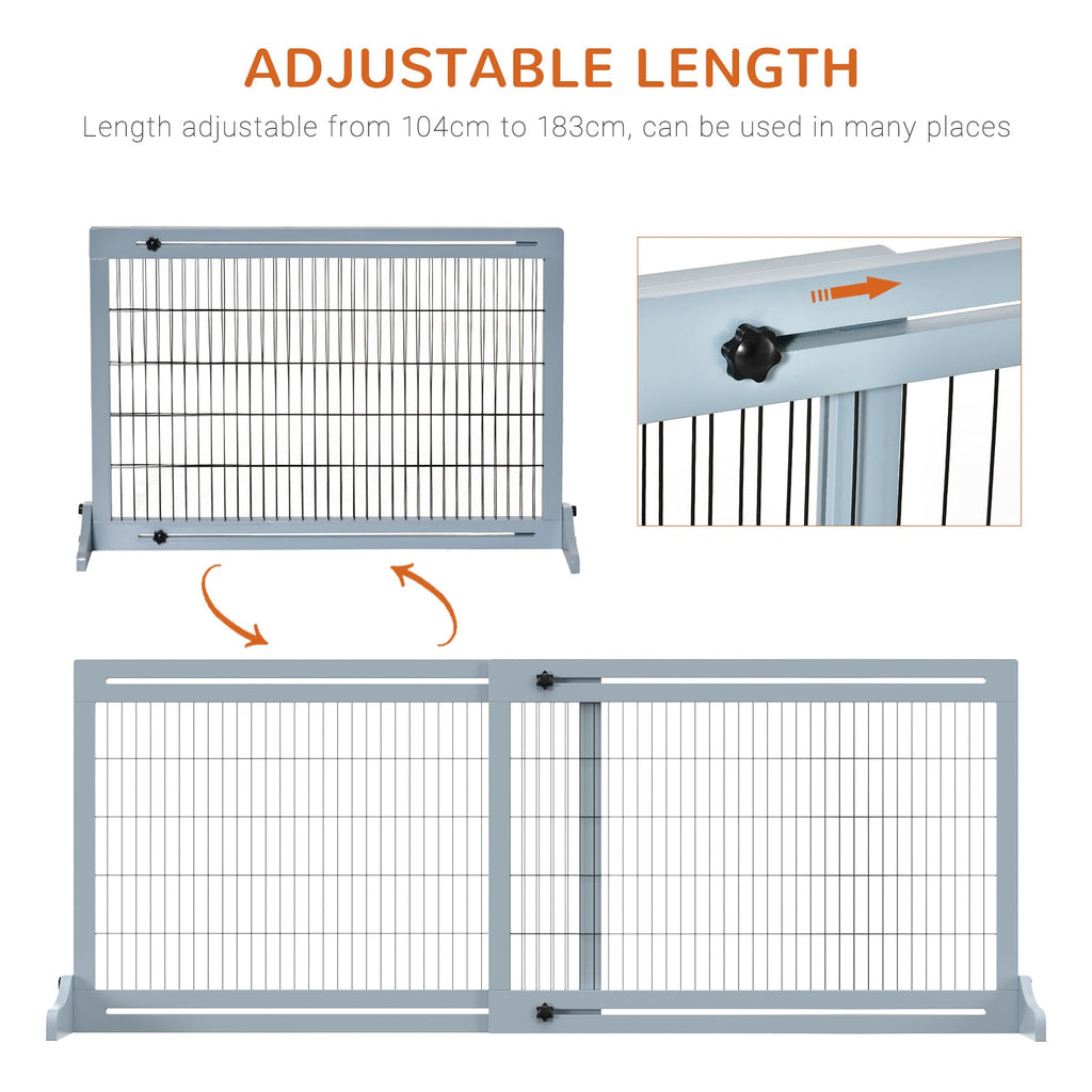 Adjustable Dog Gate with Support Feet, 69H x 104 - 183 cm, two colours - Slickers ◊ Doghouse
