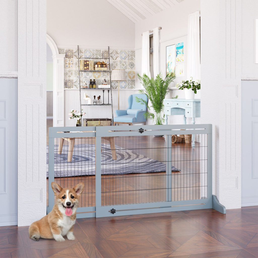 Adjustable Dog Gate with Support Feet, 69H x 104 - 183 cm, two colours - Slickers ◊ Doghouse