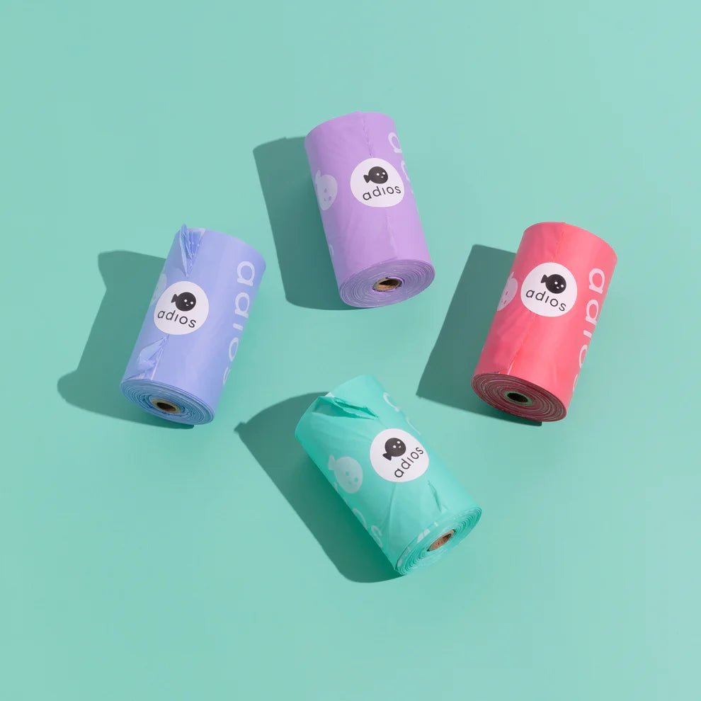 Compostable Dog Poo Bags without handles in three colours, 120s from Adios - Slickers ◊ Doghouse