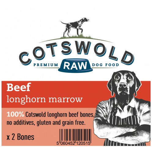 Cotswold Raw Marrow Bone Beef Longhorn Beef Marrowbone x2 10 months+