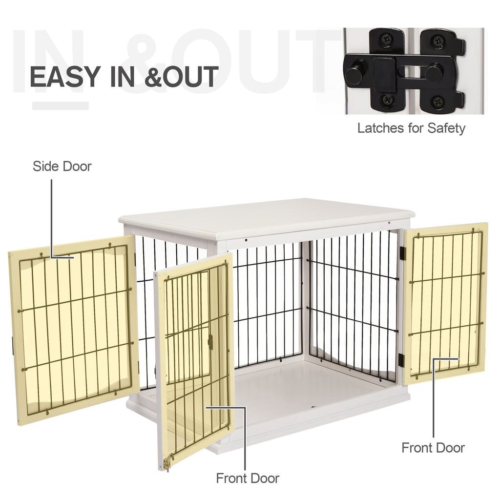 Dog Crate Furniture with 2 Doors for Medium and Small Dogs, 81 x 58.5 x 66 cm, White - Slickers ◊ Doghouse
