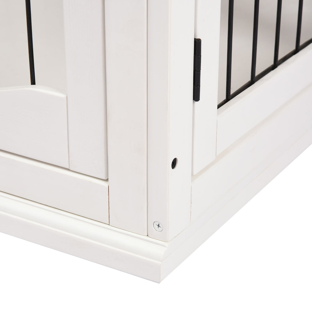 Dog Crate Furniture with 2 Doors for Medium and Small Dogs, 81 x 58.5 x 66 cm, White - Slickers ◊ Doghouse