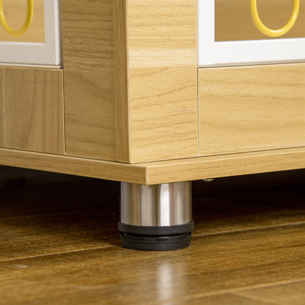 Dog Crate Furniture with Soft Cushion & Double Door, Oak Tone - Slickers ◊ Doghouse