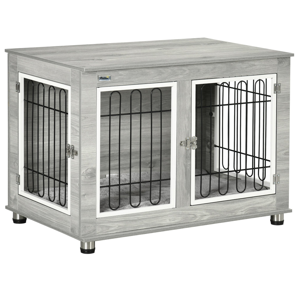 Dog Crate Furniture with Washable Cushion for Medium/Large Dogs, Grey - Slickers ◊ Doghouse