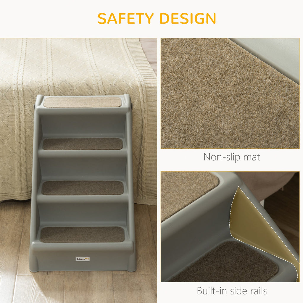 Foldable Four - Step Pet Stairs with Non - Slip Mats 62 x 38 x 49.5cm - Slickers ◊ Doghouse