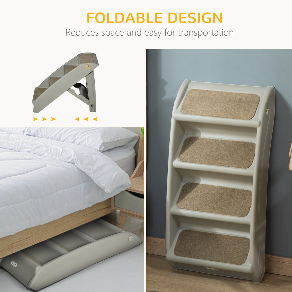 Foldable Four - Step Pet Stairs with Non - Slip Mats 62 x 38 x 49.5cm - Slickers ◊ Doghouse