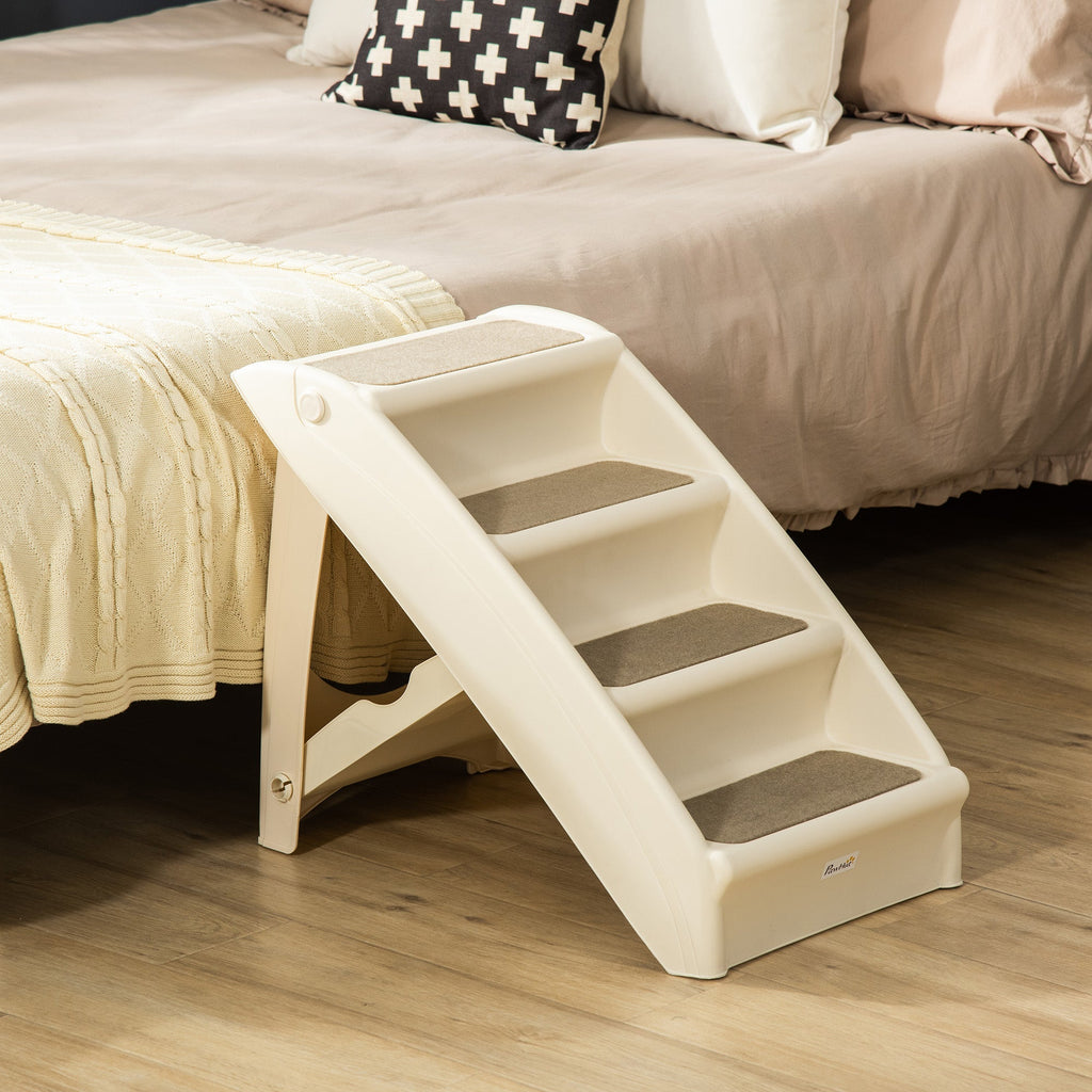 Foldable Four - Step Pet Stairs with Non - Slip Mats 62 x 38 x 49.5cm - Slickers ◊ Doghouse