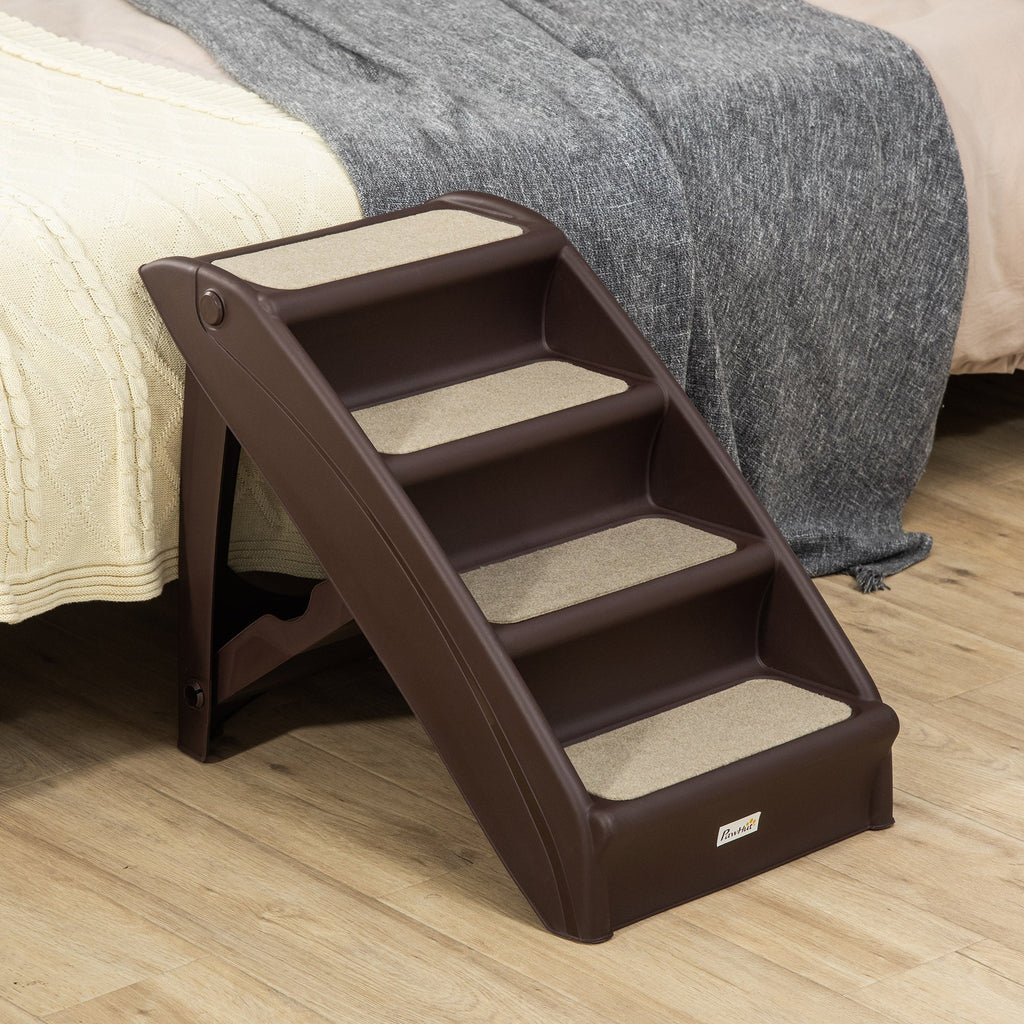 Foldable Four - Step Pet Stairs with Non - Slip Mats 62 x 38 x 49.5cm - Slickers ◊ Doghouse