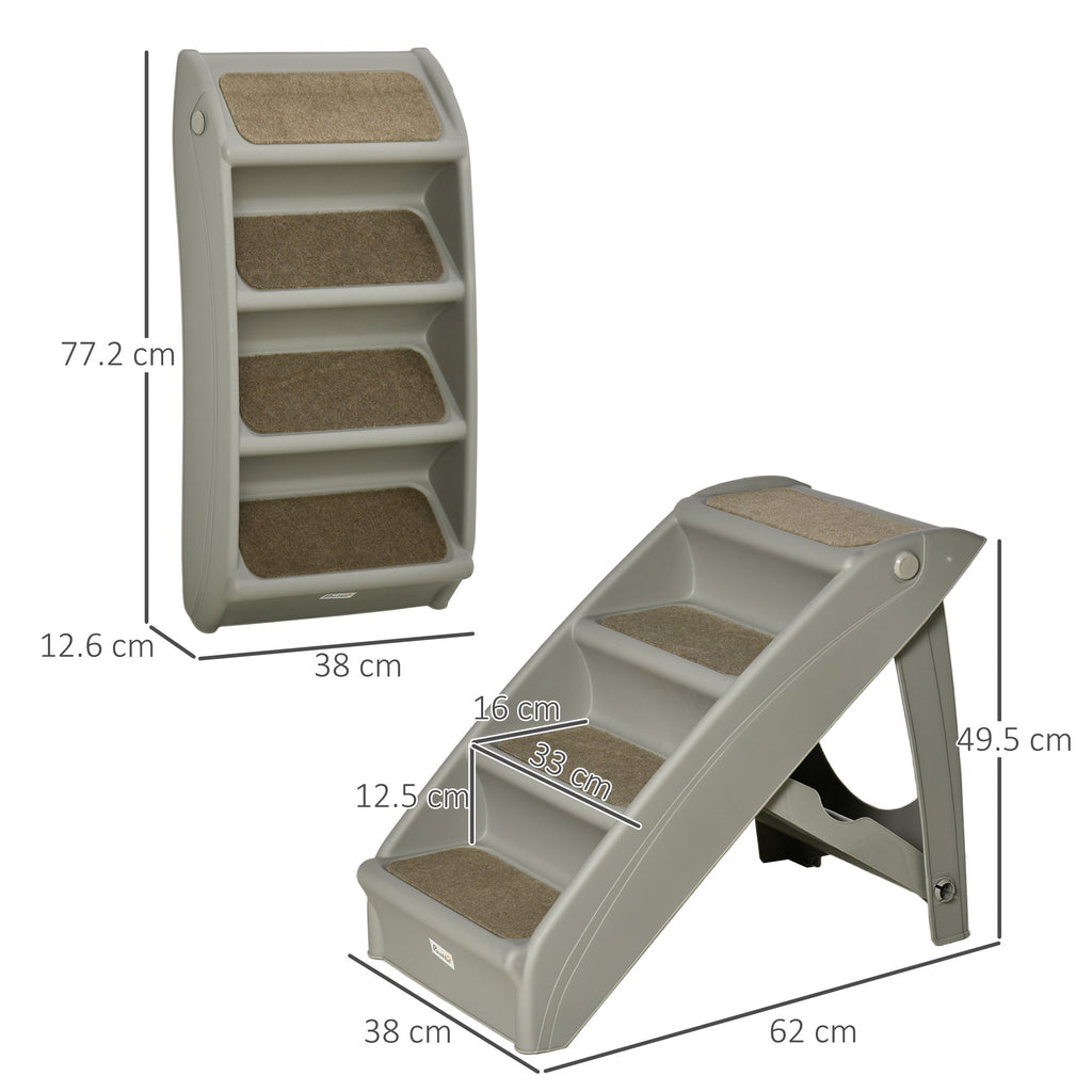 Foldable Four - Step Pet Stairs with Non - Slip Mats 62 x 38 x 49.5cm - Slickers ◊ Doghouse