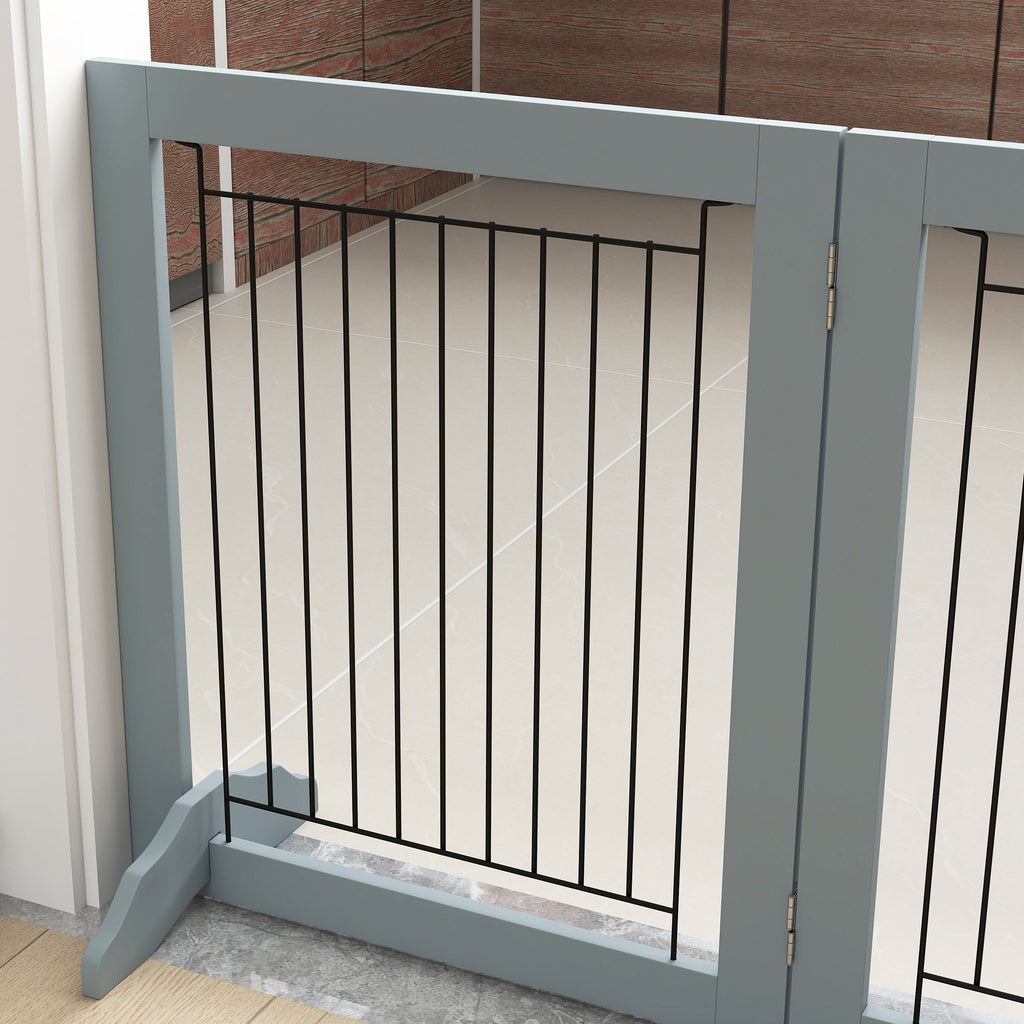Foldable Pet Gate, with Three Panels & Two Support Feet, Grey - Slickers ◊ Doghouse