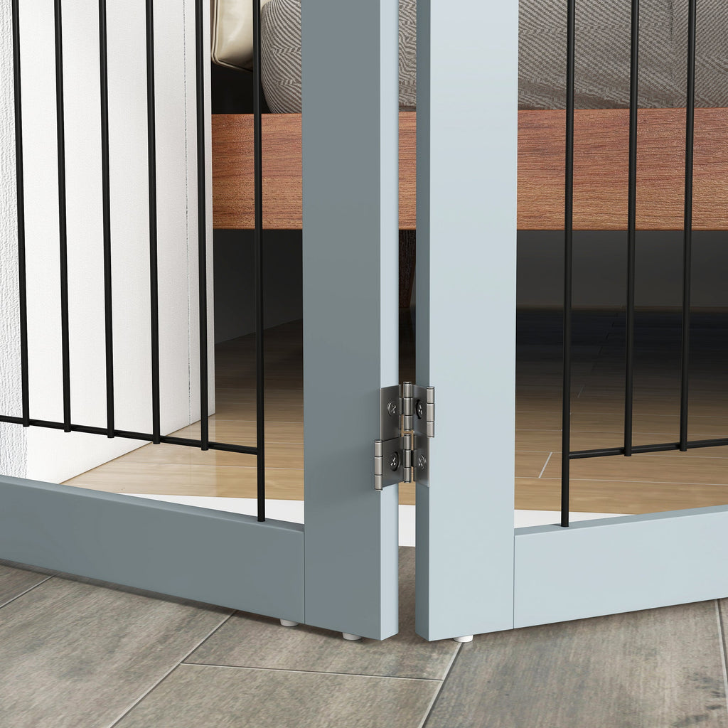 Foldable Pet Gate, with Three Panels & Two Support Feet, Grey - Slickers ◊ Doghouse