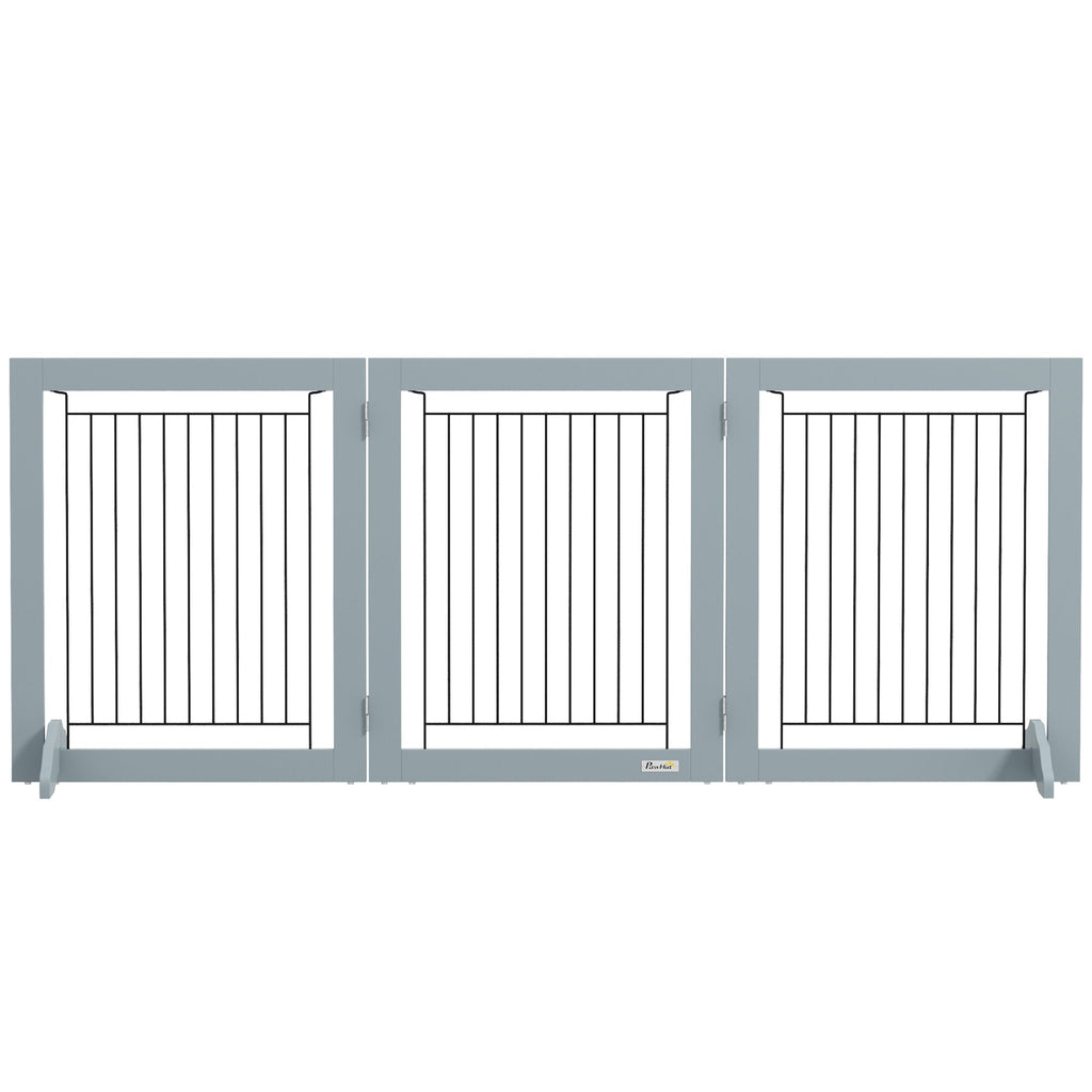 Foldable Pet Gate, with Three Panels & Two Support Feet, Grey - Slickers ◊ Doghouse