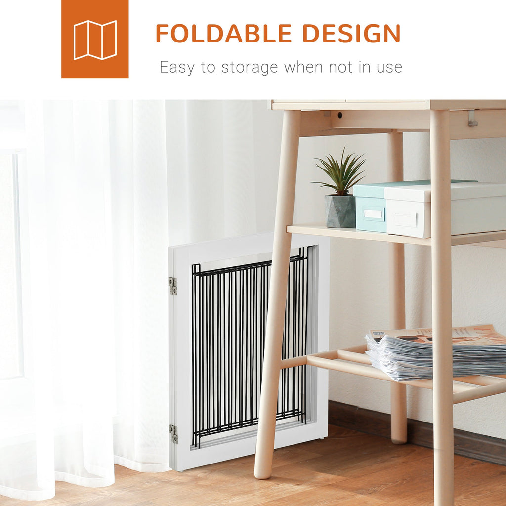 Foldable Pet Gate with Three Panels & Two Support Feet, white - Slickers ◊ Doghouse