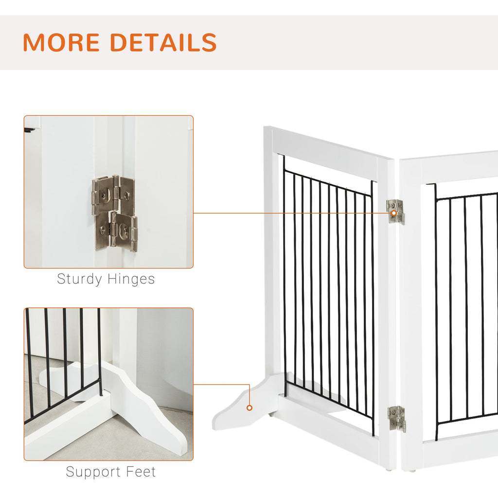 Foldable Pet Gate with Three Panels & Two Support Feet, white - Slickers ◊ Doghouse