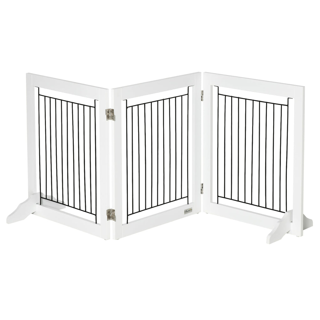 Foldable Pet Gate with Three Panels & Two Support Feet, white - Slickers ◊ Doghouse