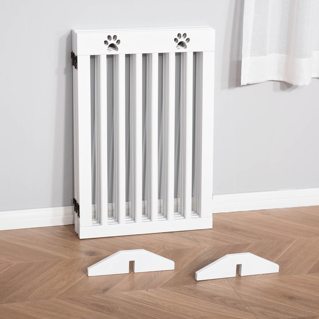 Foldable Wooden Pet Gate Freestanding with Support Feet, two colours - Slickers ◊ Doghouse