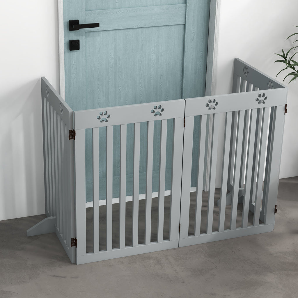 Foldable Wooden Pet Gate Freestanding with Support Feet, two colours - Slickers ◊ Doghouse