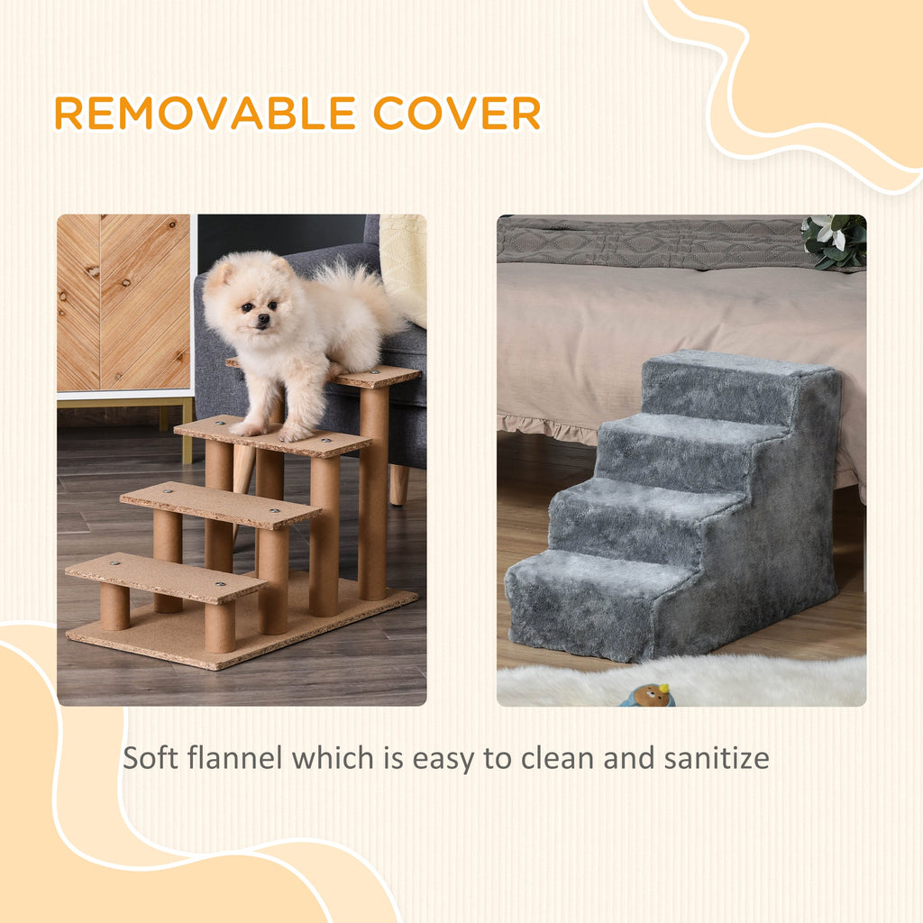 Four - Step Dog Stairs with Washable Plush Cover for High Bed or Sofa, three colours - Slickers ◊ Doghouse