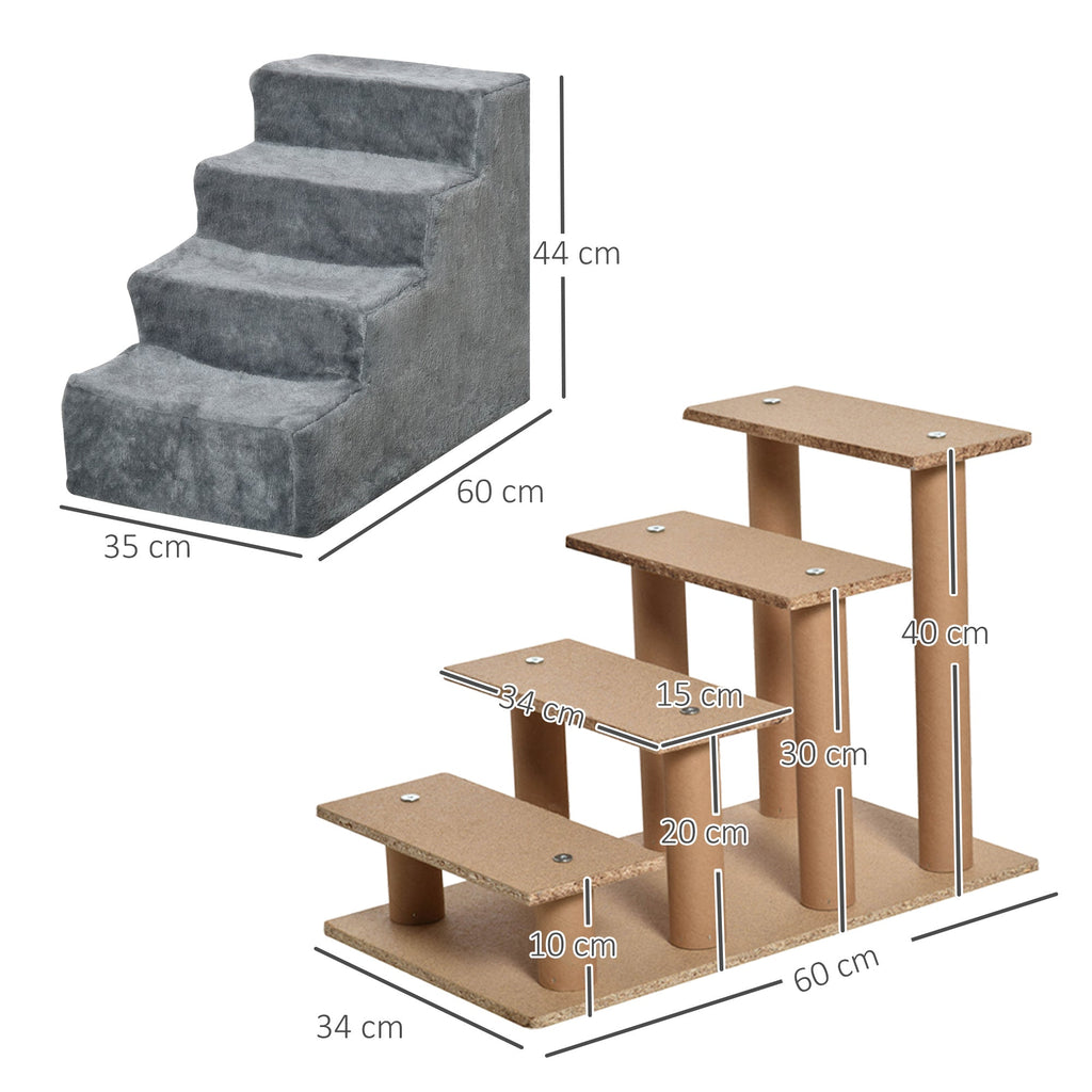 Four - Step Dog Stairs with Washable Plush Cover for High Bed or Sofa, three colours - Slickers ◊ Doghouse