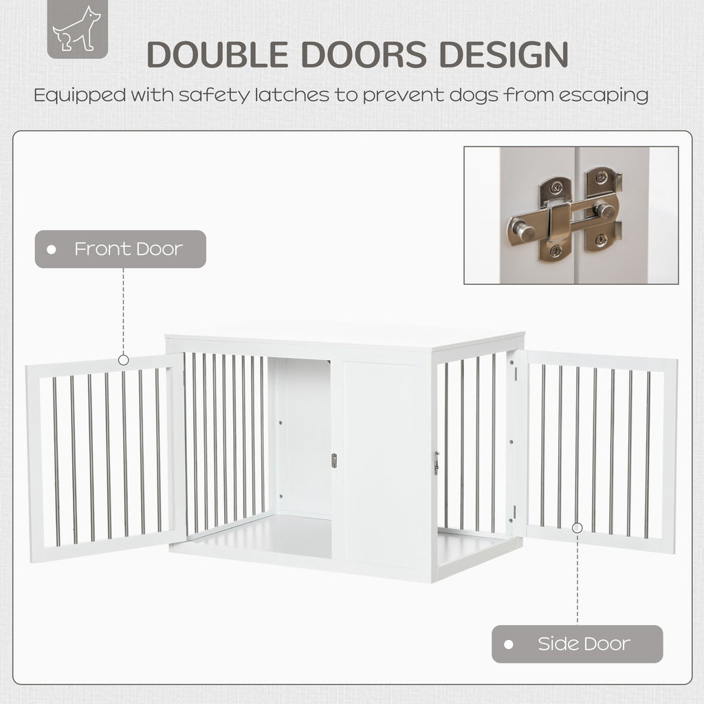 Furniture Style Dog Crate with Two Doors & End Table with Locks, Medium and Large Dogs - Slickers ◊ Doghouse
