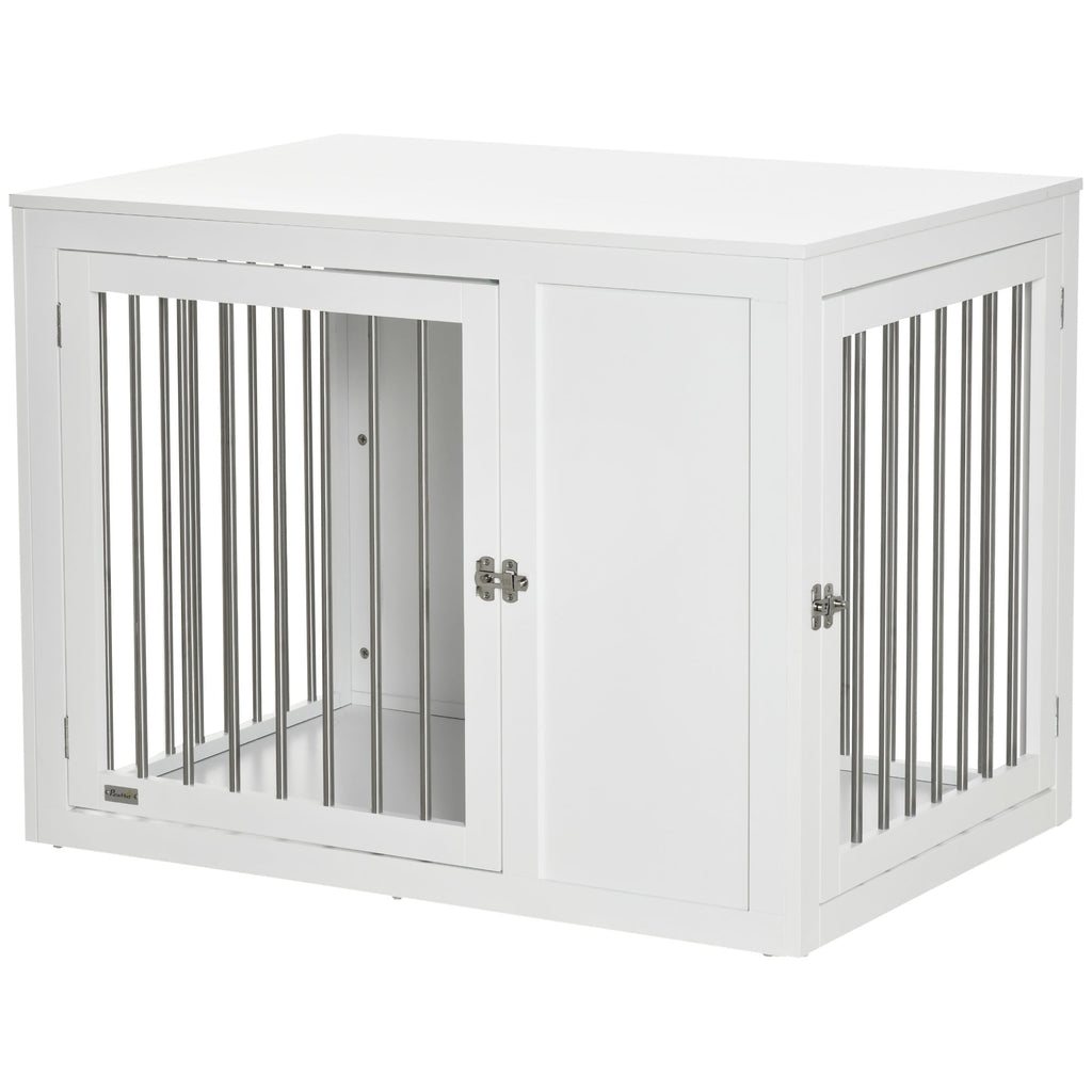 Furniture Style Dog Crate with Two Doors & End Table with Locks, Medium and Large Dogs - Slickers ◊ Doghouse