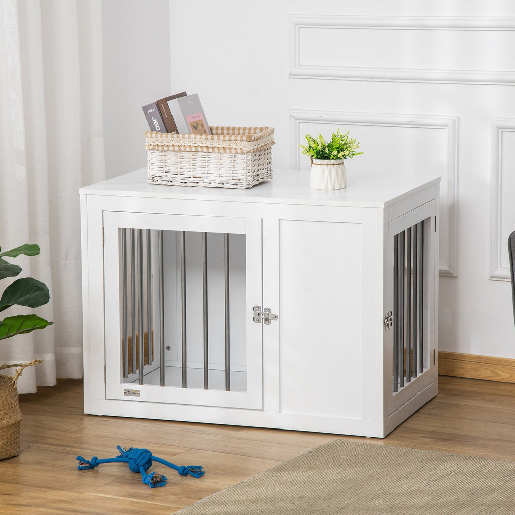 Furniture Style Dog Crate with Two Doors & End Table with Locks, Medium Dogs - Slickers ◊ Doghouse