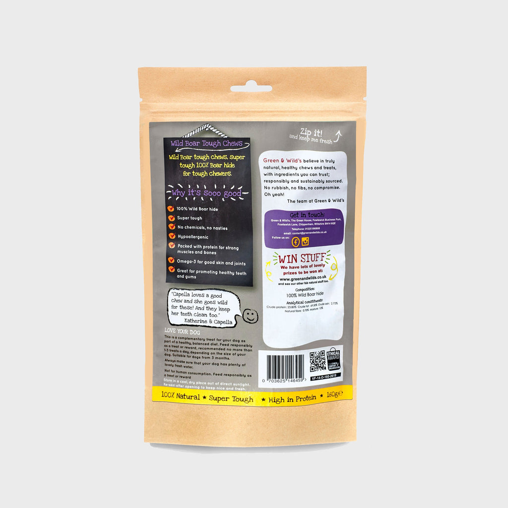 Wild Boar Tough Chews 160g - Slickers ‚óä Doghouse