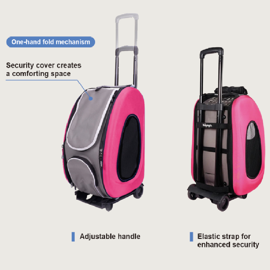 Ibiyaya STROLLER Pet EVA 5 in 1 stroller Pink