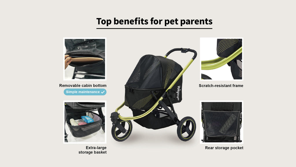 Ibiyaya STROLLER The Beast Pet Jogging Stroller Jet Black