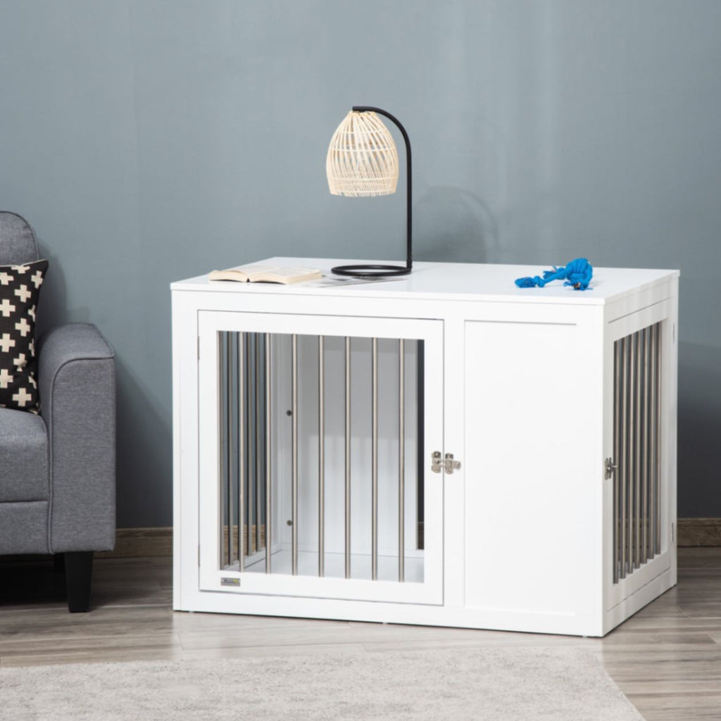 Furniture Style Dog Crate with Two Doors & End Table with Locks, Medium and Large Dogs - Slickers ◊ Doghouse