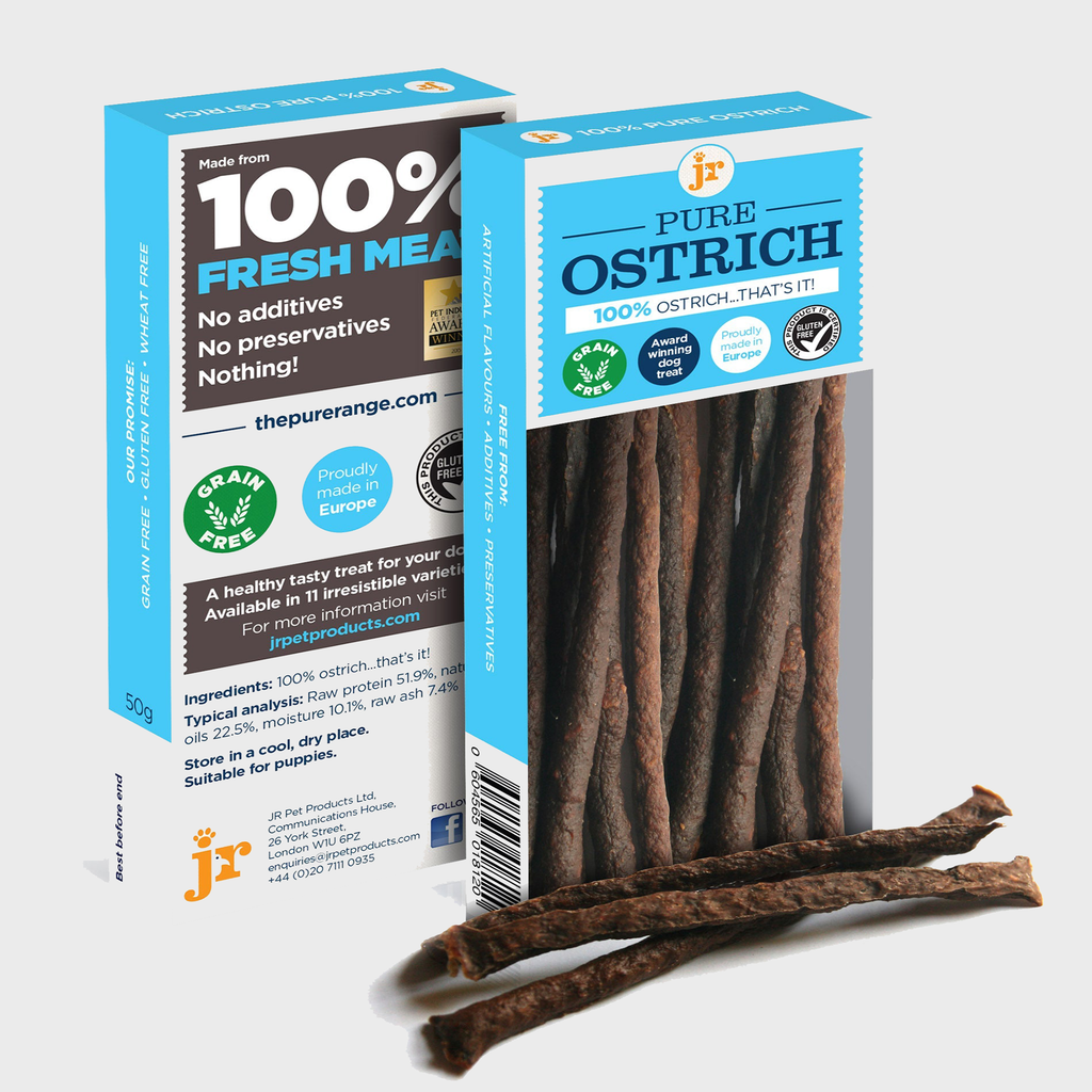 JR Pet Products Dog Treats Pure Ostrich Sticks 50g