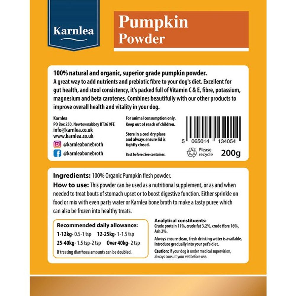 Karnlea Pumpkin Powder for Dogs - Slickers ◊ Doghouse