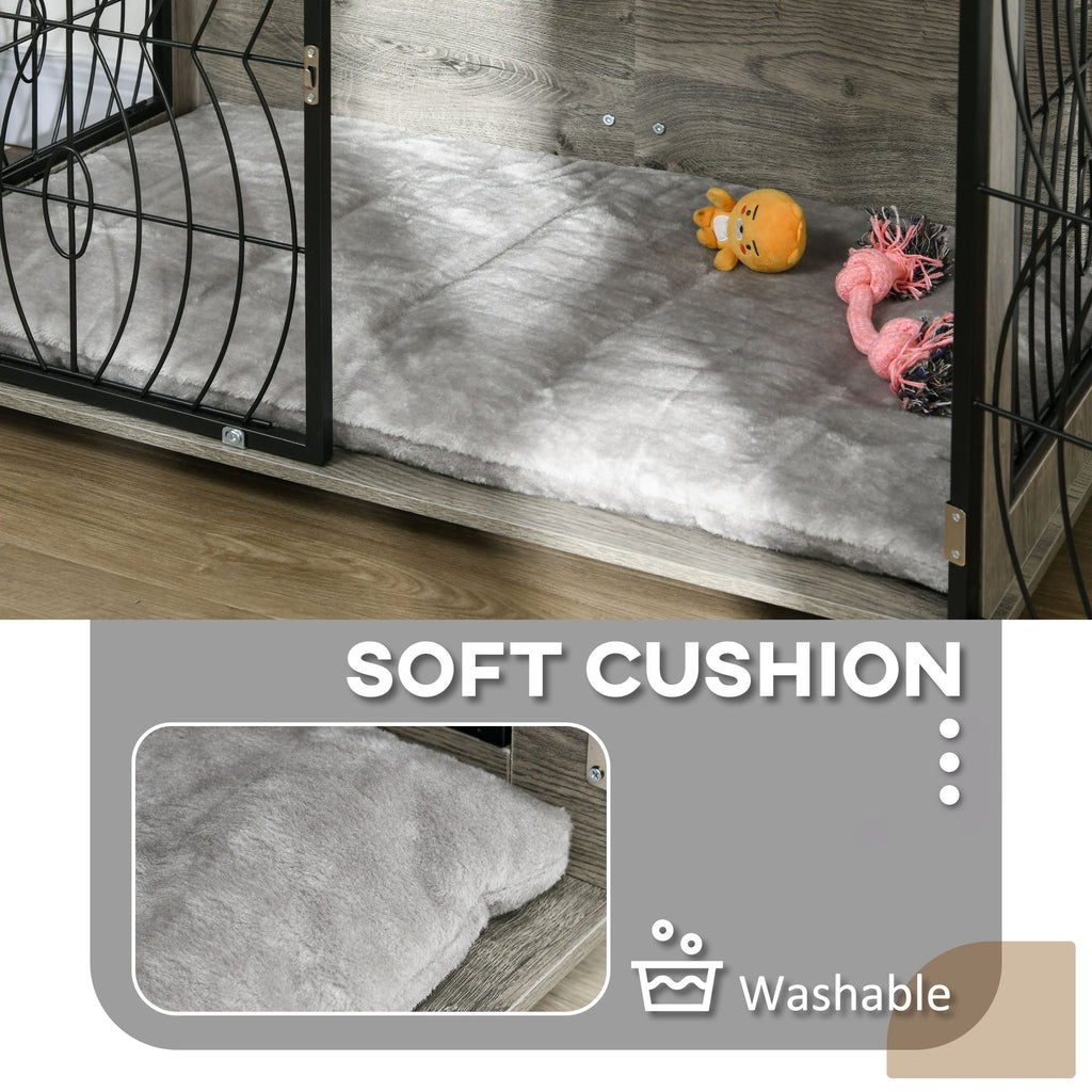 Large Full Front Dog Crate Furniture with Washable Cushion with Lockable Door - Slickers ◊ Doghouse