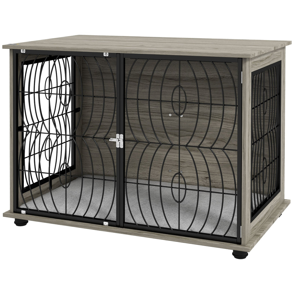 Large Full Front Dog Crate Furniture with Washable Cushion with Lockable Door - Slickers ◊ Doghouse