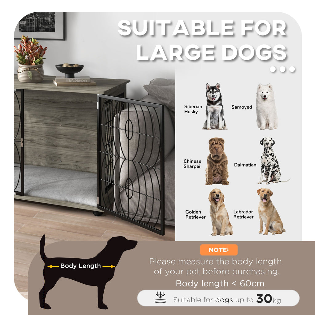 Large Full Front Dog Crate Furniture with Washable Cushion with Lockable Door - Slickers ◊ Doghouse