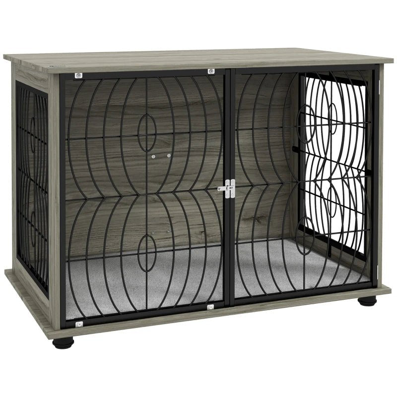 Large Full Front Dog Crate Furniture with Washable Cushion with Lockable Door - Slickers ◊ Doghouse