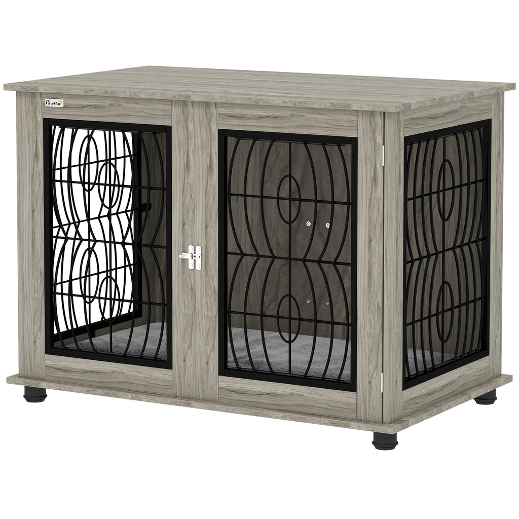 Large Indoor Dog Crate Furniture with Soft Washable Cushion, Lockable Front Door - Slickers ◊ Doghouse